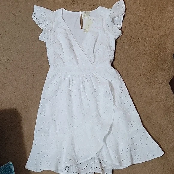 Japna White Eyelet Wrap Midi Dress - Picture 11 of 14